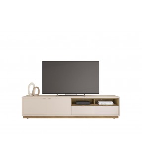 MEUBLE TV ISIS 2 PTS 2 TIRS OFF WHITE / HONEY